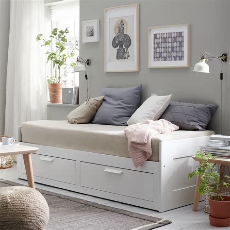 ikea bed with drawers white|More.